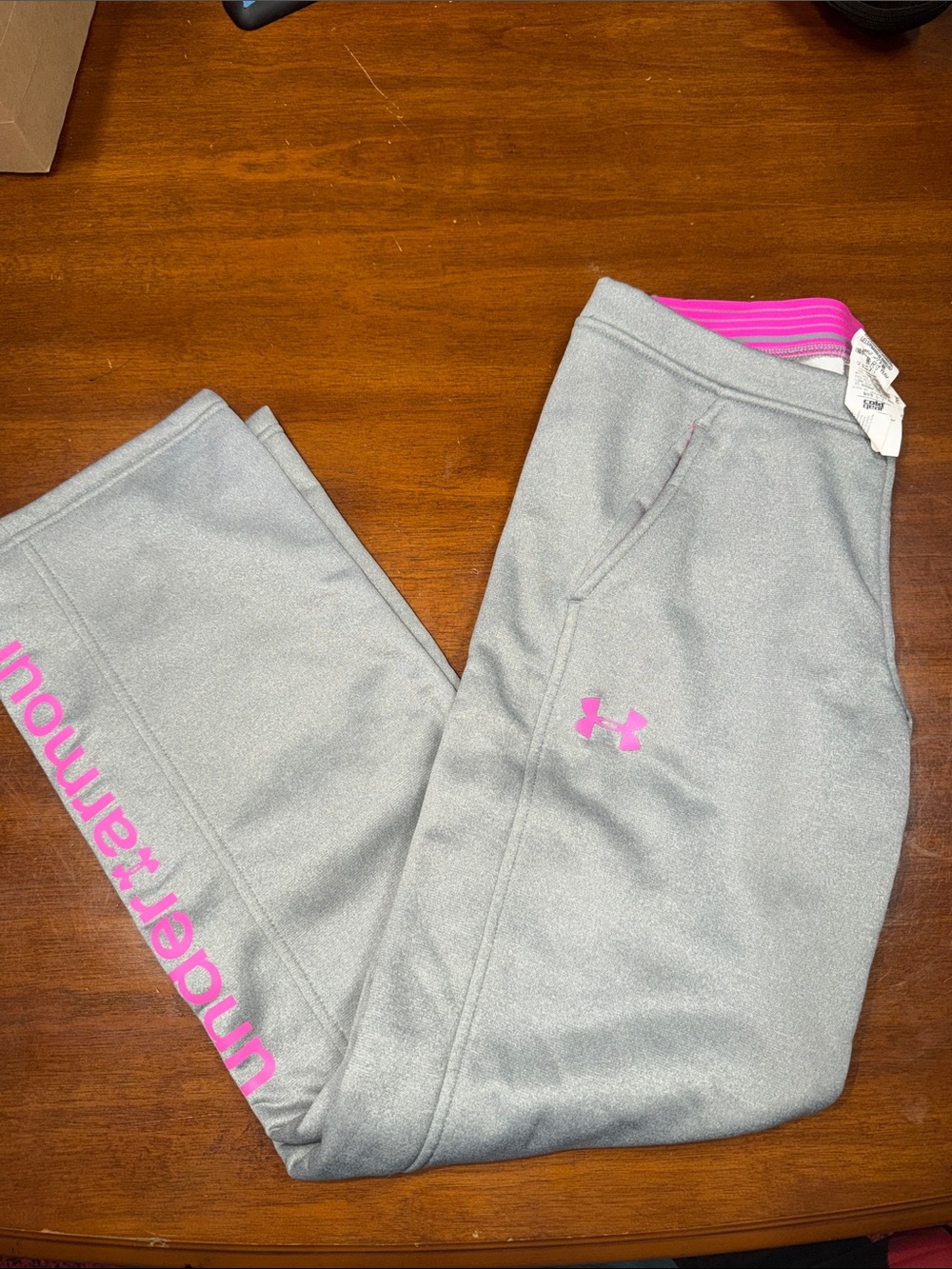Under Armour Gray Sweatpants with Pink Accents